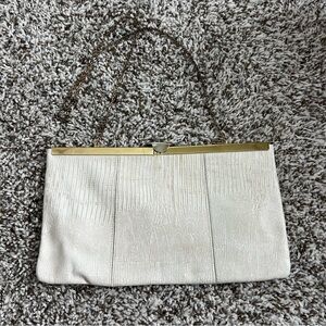 Vintage Etra White Lizard-Embossed Leather Purse